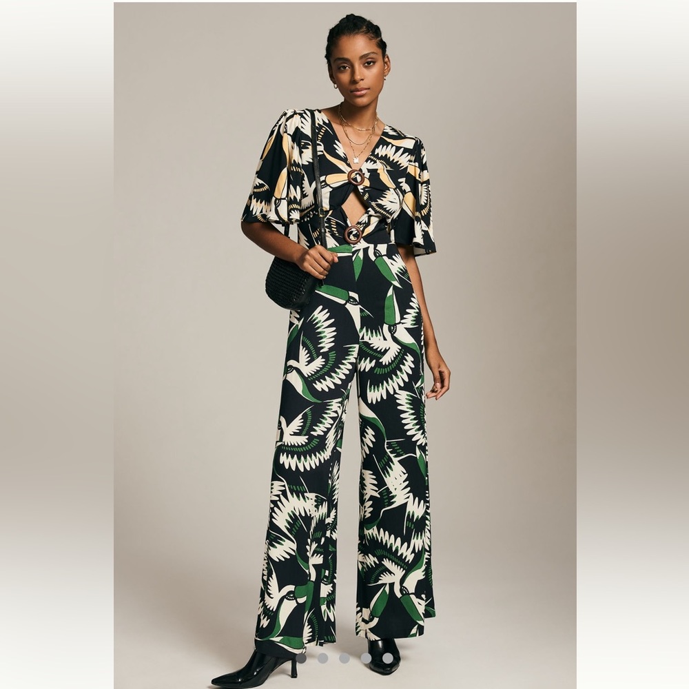 Patterned Black and Green Jumpsuit